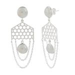 925 Sterling Silver Natural Opal Gemstone Dangler Drop Earrings