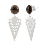 925 Sterling Silver Natural Smoky Topaz Gemstone Dangler Drop Earrings