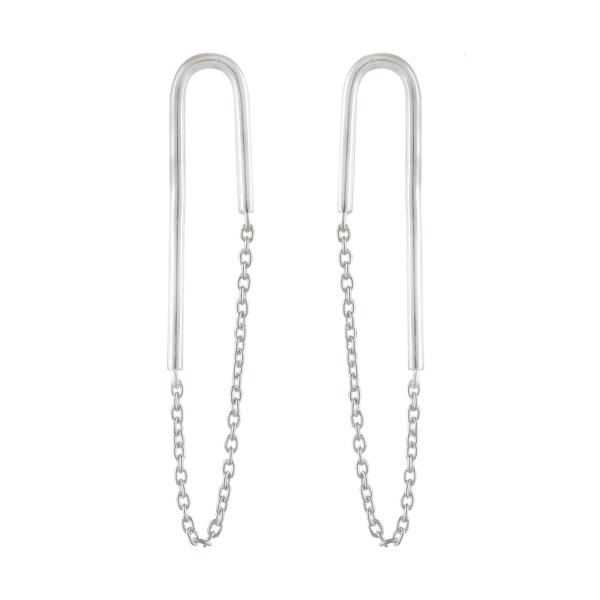 925 Sterling Silver Natural Safty pin Gemstone Dangler Drop Earrings