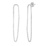 925 Sterling Silver Natural Safty pin Gemstone Dangler Drop Earrings