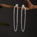 925 Sterling Silver Natural Safty pin Gemstone Dangler Drop Earrings