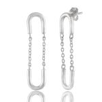 925 Sterling Silver Natural Paper clip Gemstone Dangler Drop Earrings