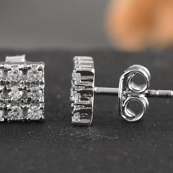 925 Sterling Silver Swarovski Zirconia Minimalistic Designer Stud Earrings