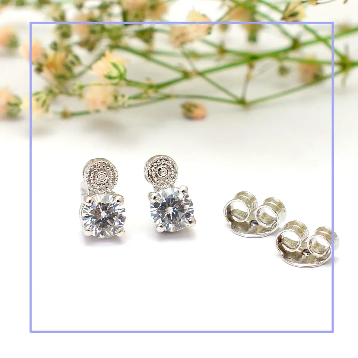 925 Sterling Silver Swarovski Zirconia Minimalistic Designer Stud Earrings