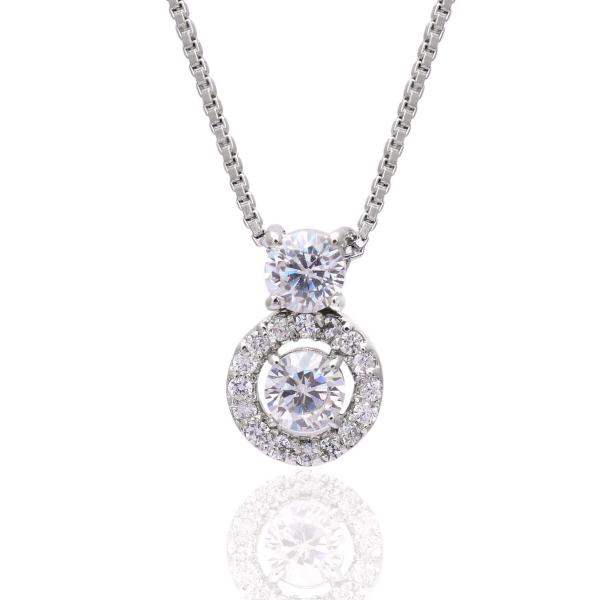 925 Sterling Silver Natural Swarovski Zirconia Gemstone Pendent with Chain for Women & Girls