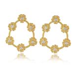 925 Sterling Silver Swarovski Zirconia Gold Plated Dangler Drop Earrings