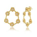 925 Sterling Silver Swarovski Zirconia Gold Plated Dangler Drop Earrings