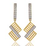 925 Sterling Silver Swarovski Zirconia Gold Plated Dangler Drop Earrings