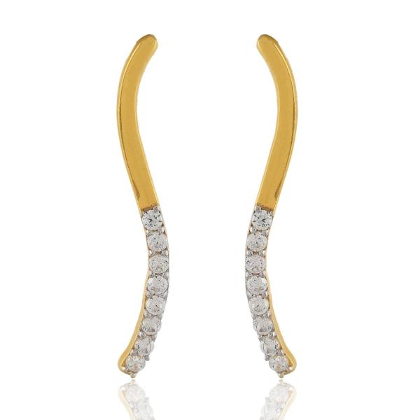 925 Sterling Silver Swarovski Zirconia Gold Plated Dangler Drop Earrings