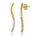 925 Sterling Silver Swarovski Zirconia Gold Plated Dangler Drop Earrings
