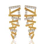 925 Sterling Silver Swarovski Zirconia Gold Plated Dangler Drop Earrings