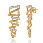 925 Sterling Silver Swarovski Zirconia Gold Plated Dangler Drop Earrings
