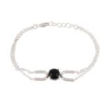 925 Sterling Silver Natural Black Onyx Gemstone Bracelet