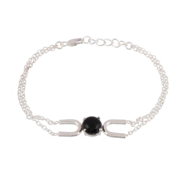 925 Sterling Silver Natural Black Onyx Gemstone Bracelet