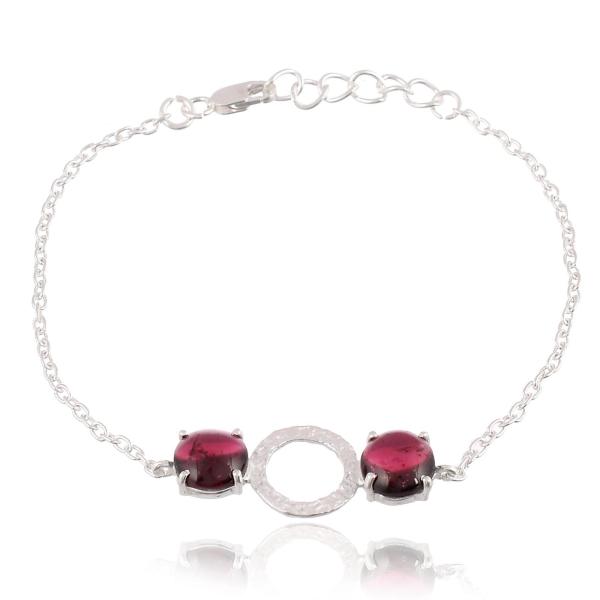 925 Sterling Silver Natural Garnet Gemstone Bracelet