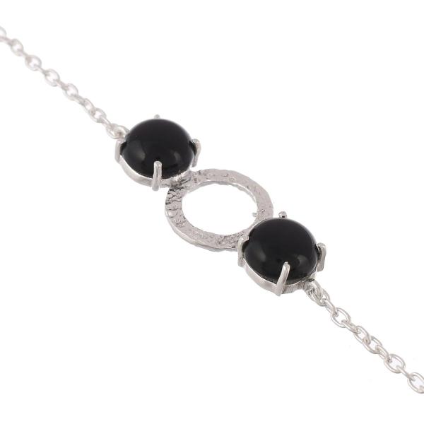 925 Sterling Silver Natural Black Onyx Gemstone Bracelet