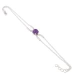 925 Sterling Silver Natural Amethyst Gemstone Bracelet