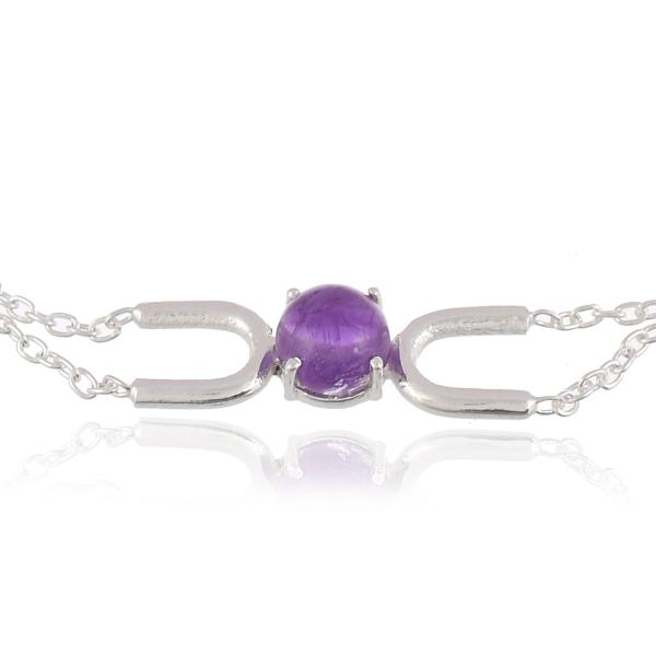 925 Sterling Silver Natural Amethyst Gemstone Bracelet