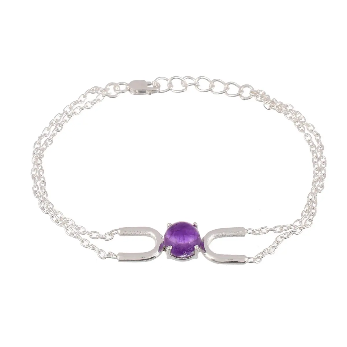 925 Sterling Silver Natural Amethyst Gemstone Bracelet