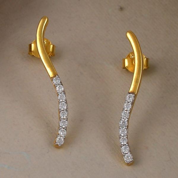 925 Sterling Silver Swarovski Zirconia Gold Plated Dangler Drop Earrings