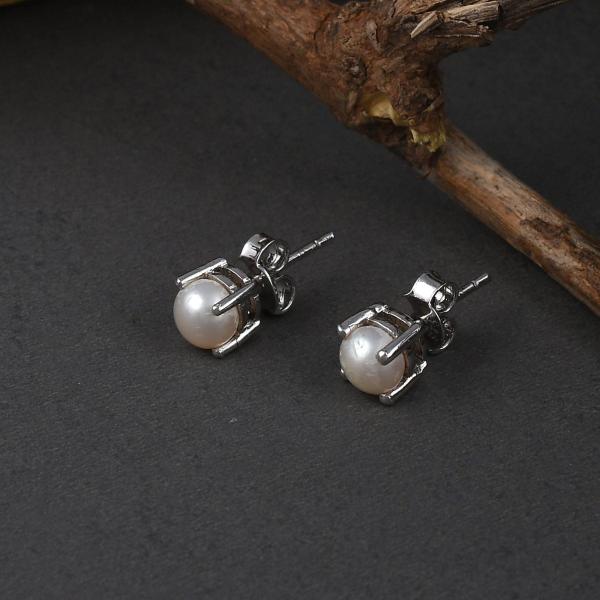 925 Sterling Silver Freshwater Pearl Shape Stud Earrings