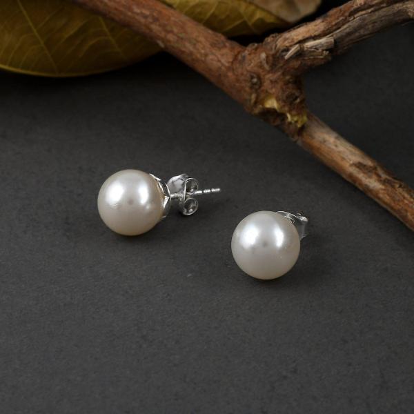 925 Sterling Silver Freshwater Pearl Shape Stud Earrings