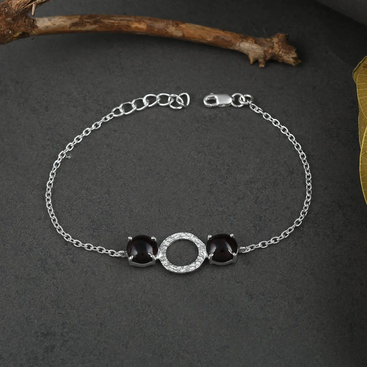 925 Sterling Silver Natural Black Onyx Gemstone Bracelet