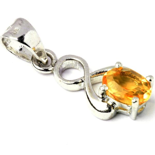 925 Sterling Silver Natural Citrine Gemstone Pendant / Locket for Women & Girls