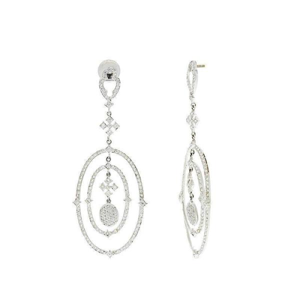 Oval Diamond Hanging Earrings