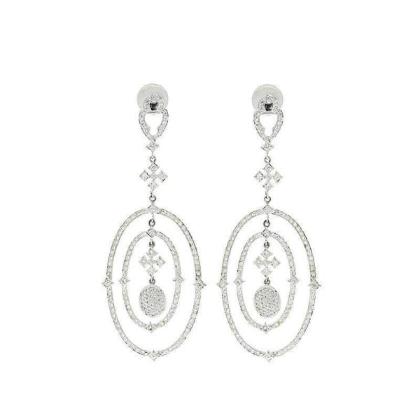 Oval Diamond Hanging Earrings