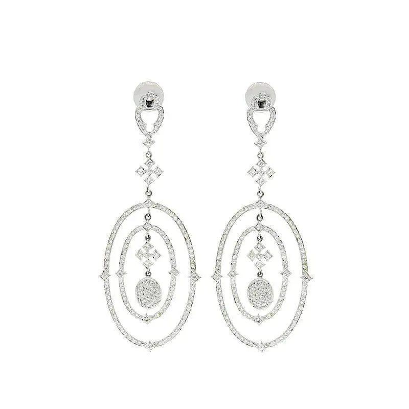 Oval Diamond Hanging Earrings