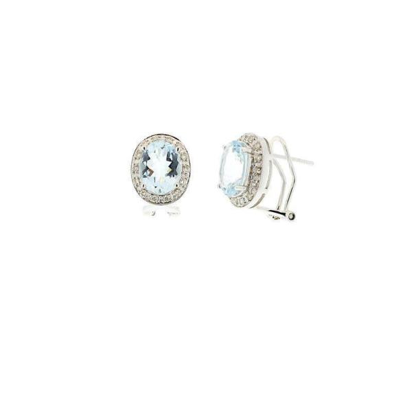 Aqua Marine & Diamond Earrings