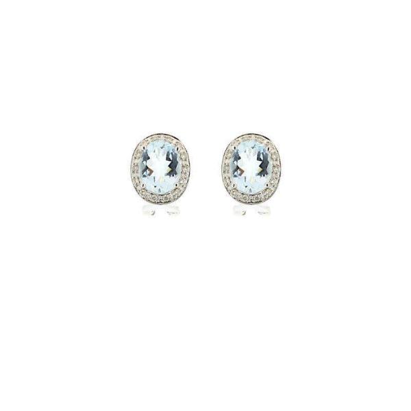 Aqua Marine & Diamond Earrings