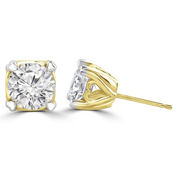 Custom Made Carved Studs Moissanite Earrings by Solitairz