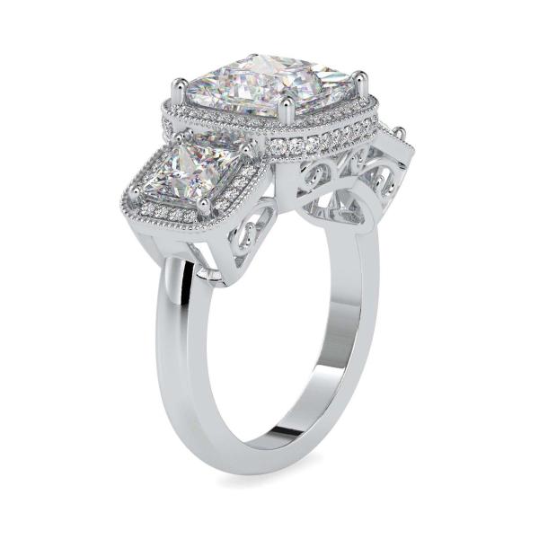 Custom Made Muse Three Stone Moissanite Ring by Solitairz Affair