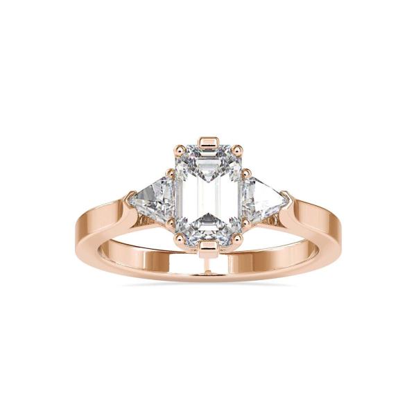 Custom Made Peach Three Stone Moissanite Ring by Solitairz Affair