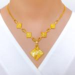 Contemporary Geometric CZ Necklace Set