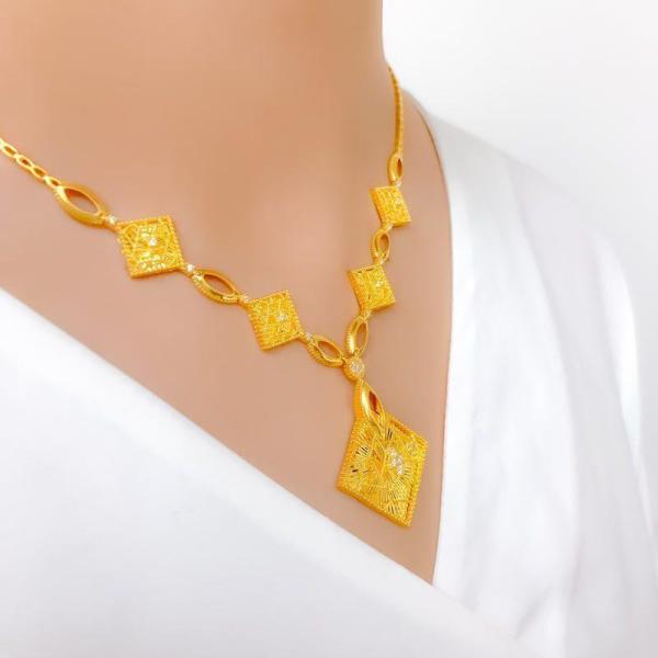 Contemporary Geometric CZ Necklace Set