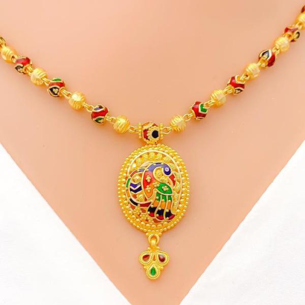 Striking Peacock Necklace Set