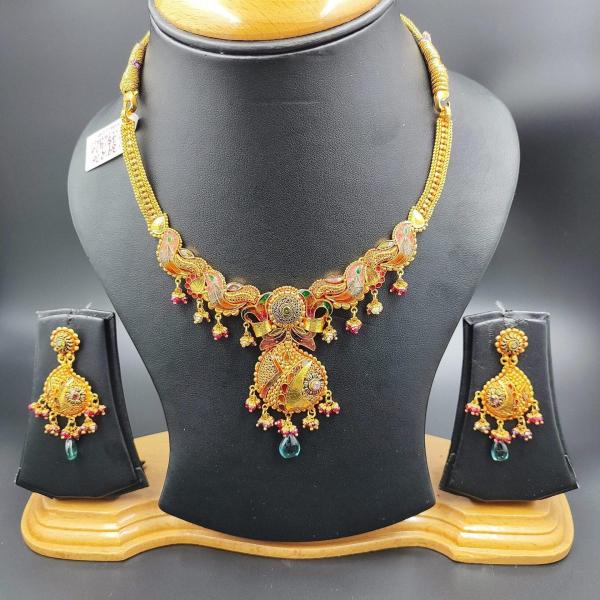 Antique Styled Gold Necklace Set in Amazing Design