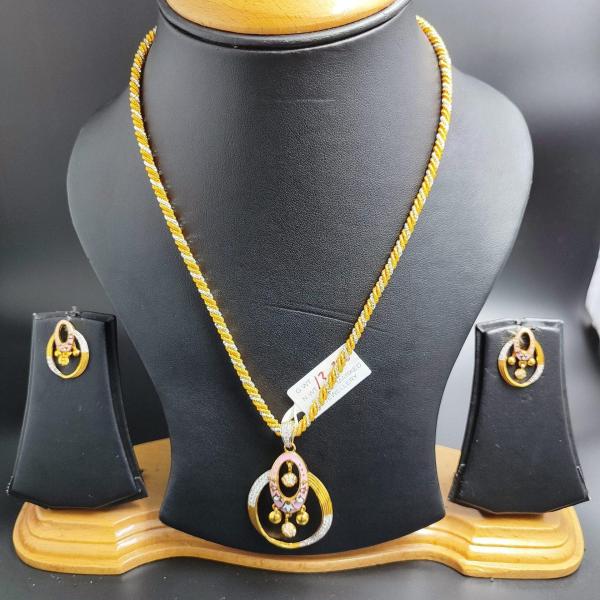 22 Karat Gold Fancy Pendant Set With Earrings in Elegant Design