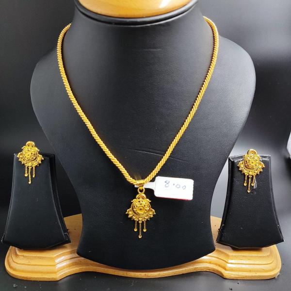 22 Karat Gold Antique Pendant Set With Earrings