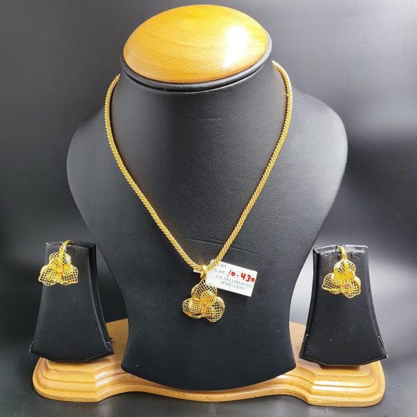 22 Karat Gold Pendant Set With Earrings in Turkish Design