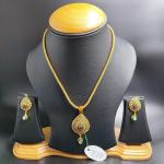 22 Karat Gold Antique Pendant Set With Earring in Beautiful Shape