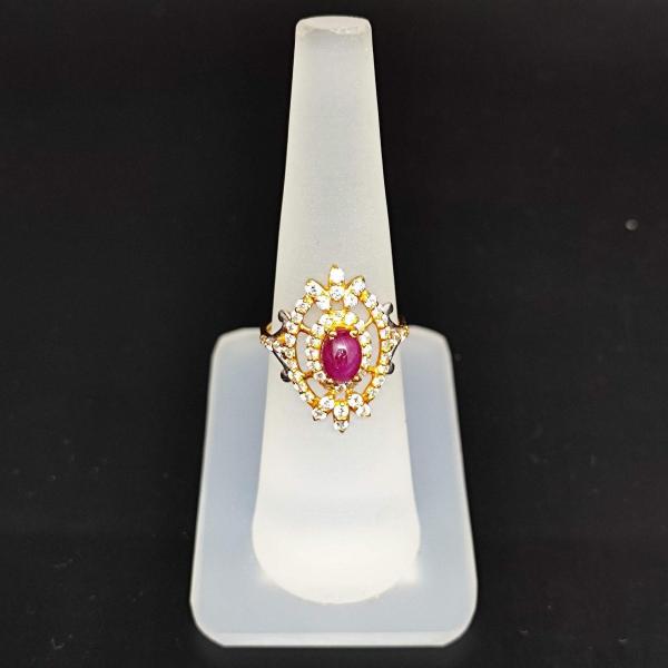 Adorable 22 Karat Yellow Gold Ring Studded With Pink Stone