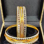 916 Hallmarked Pure Gold Ladies Kangan in 56grams with Rhodium Polish