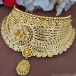 916 Hallmarked Gold Choker Set with Beautiful Flowers Design