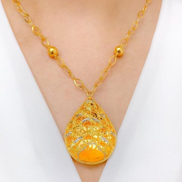 Ornate Pear Drop Statement Necklace Set