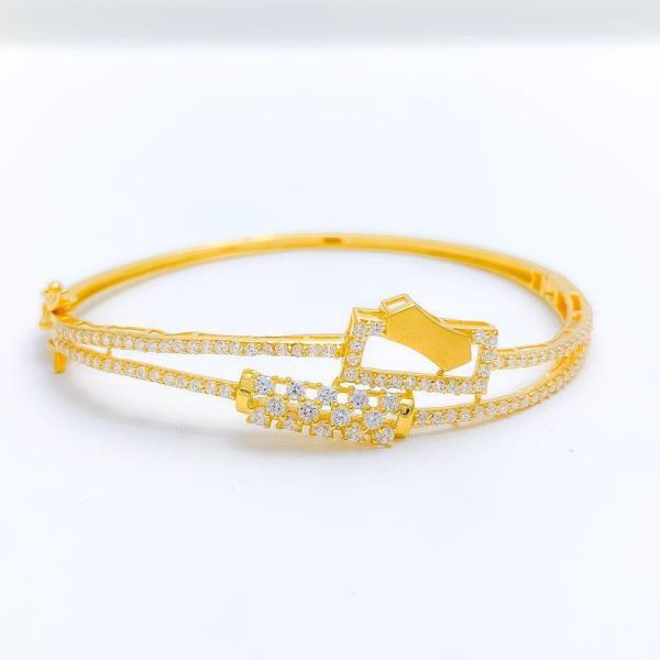 Bold Geometric CZ Bangle Bracelet