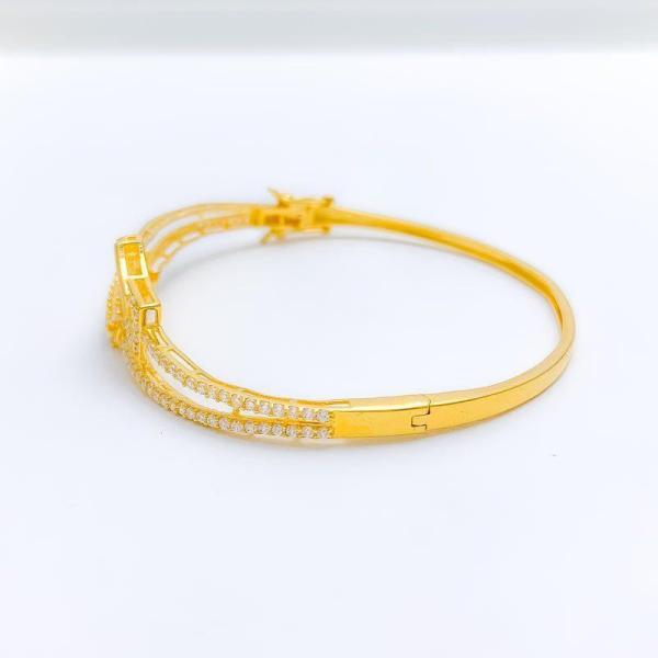 Bold Geometric CZ Bangle Bracelet